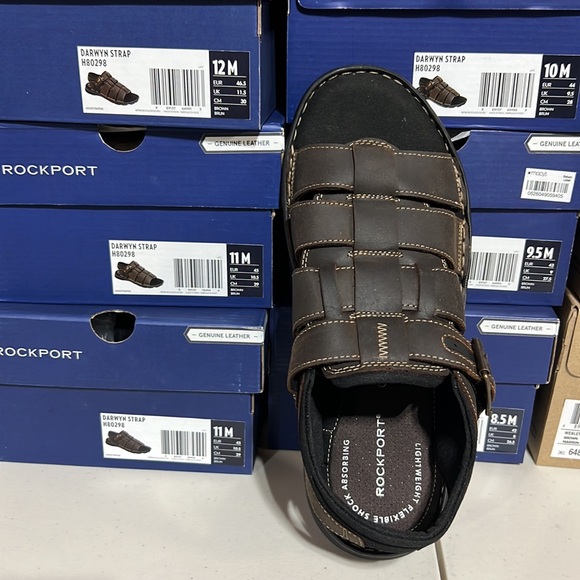 Rockport  Men’s Darwyn Strap Leather Sandal Brown Black NEW NIB - Picture 6 of 12